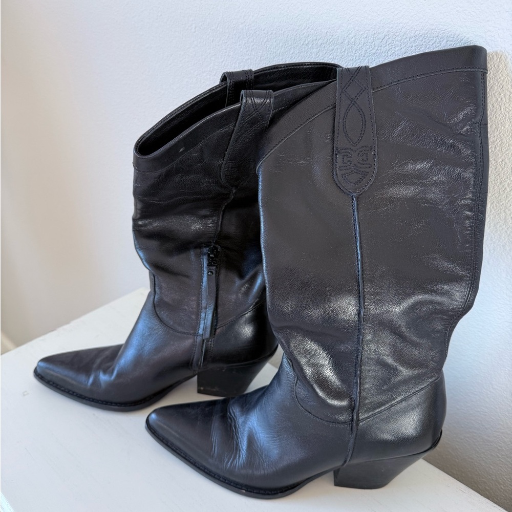 Sam Edelman Black Leather Heeled Boots